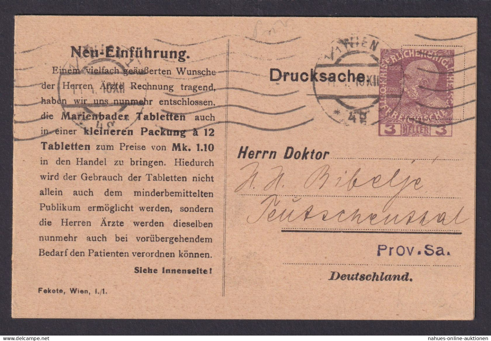 Österreich Privatganzsache Kaiser Franz Joseph Klappkarte Mor Fekete Arzneien - Covers & Documents