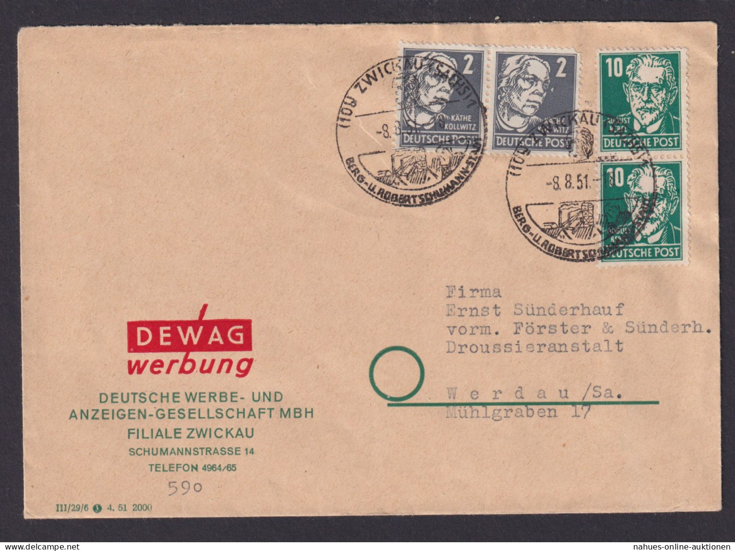 Briefmarken SBZ Brief MIF Paare Persönlichkeiten SST Zwickau Berg + Robert - Andere & Zonder Classificatie