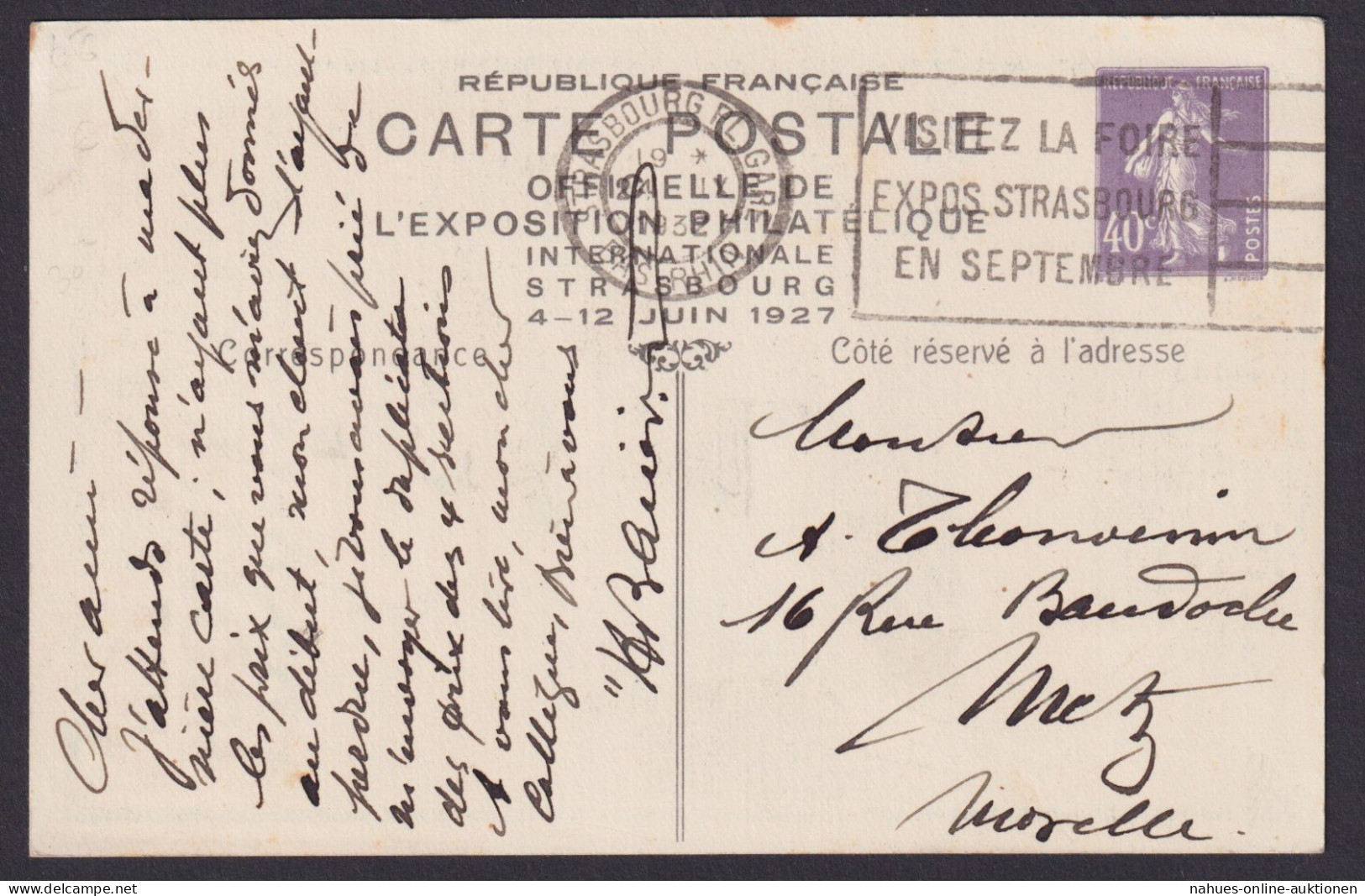 Frankreich Künstler Privatganzsache Philatelie Straßburg Exposition Philatelique - Cartoline Postali Ristampe (ante 1955)