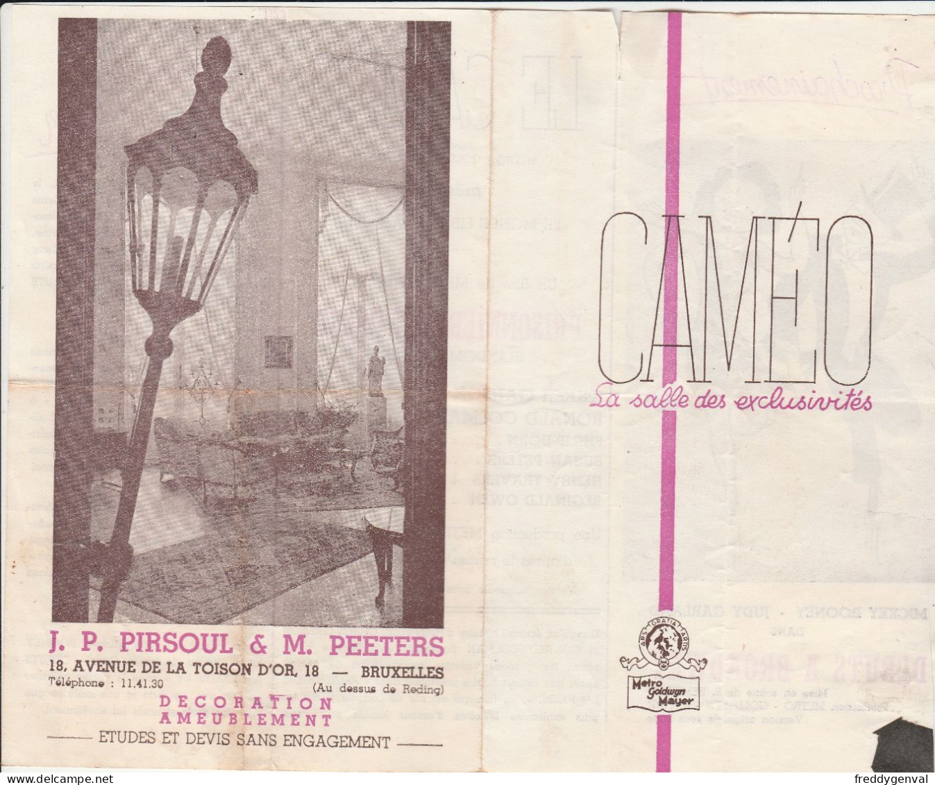 BRUXELLES CINEMA  LE CAMEO PROGRAMME   PRISONNIERS DU PASSE - Programma's