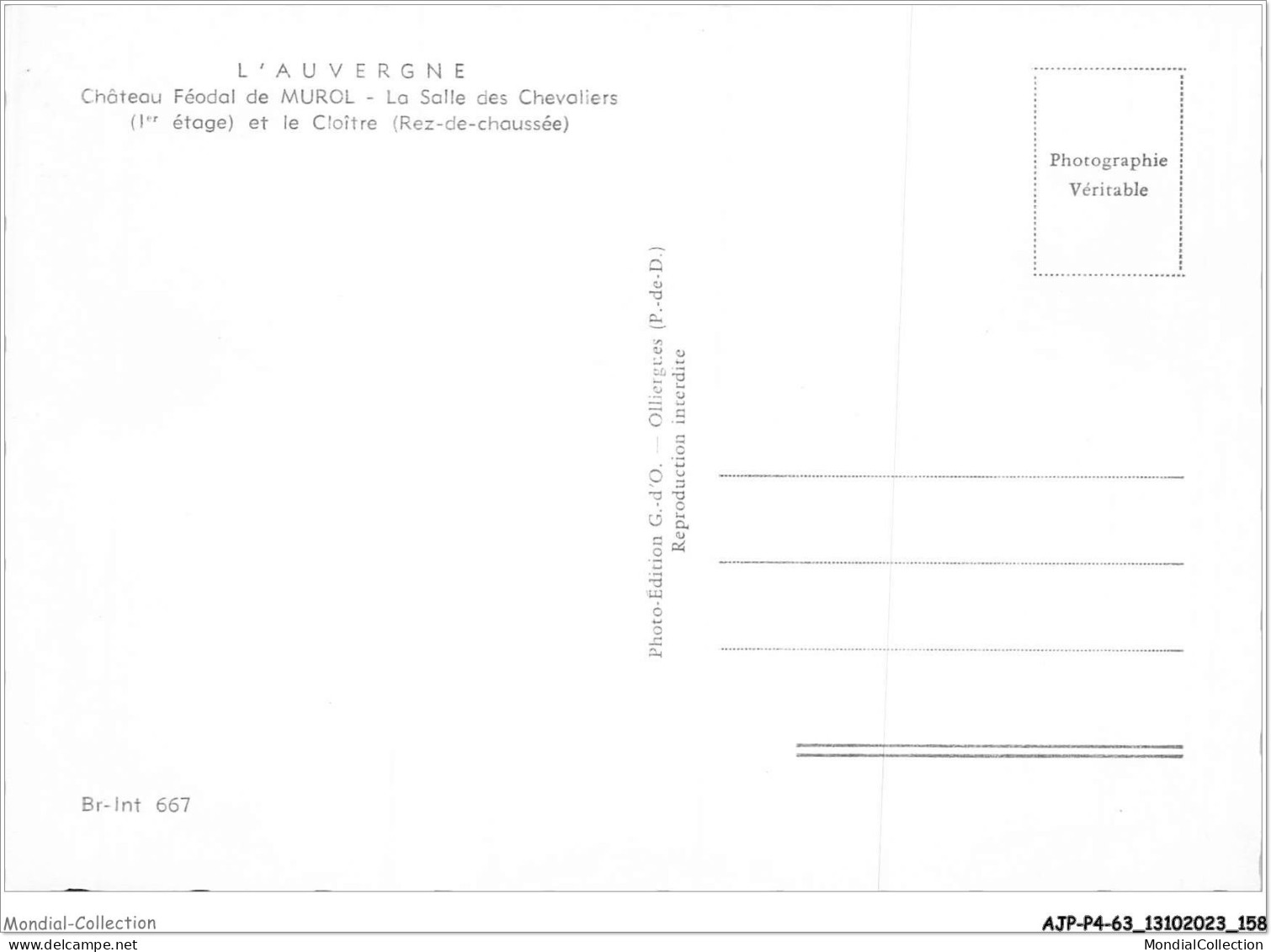 AJPP4-63-0493 -  L'AUVERGNE - Chateau Feodal De MUROL - La Salle Des Chevaliers Et Le Cloitre - Auvergne Types D'Auvergne