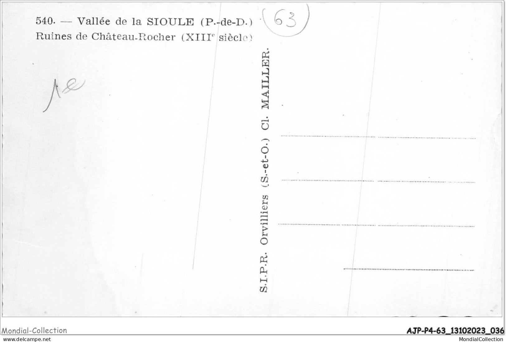 AJPP4-63-0432 - Vallee De La SIOULE - Ruines De Chateau-rocher - Andere & Zonder Classificatie