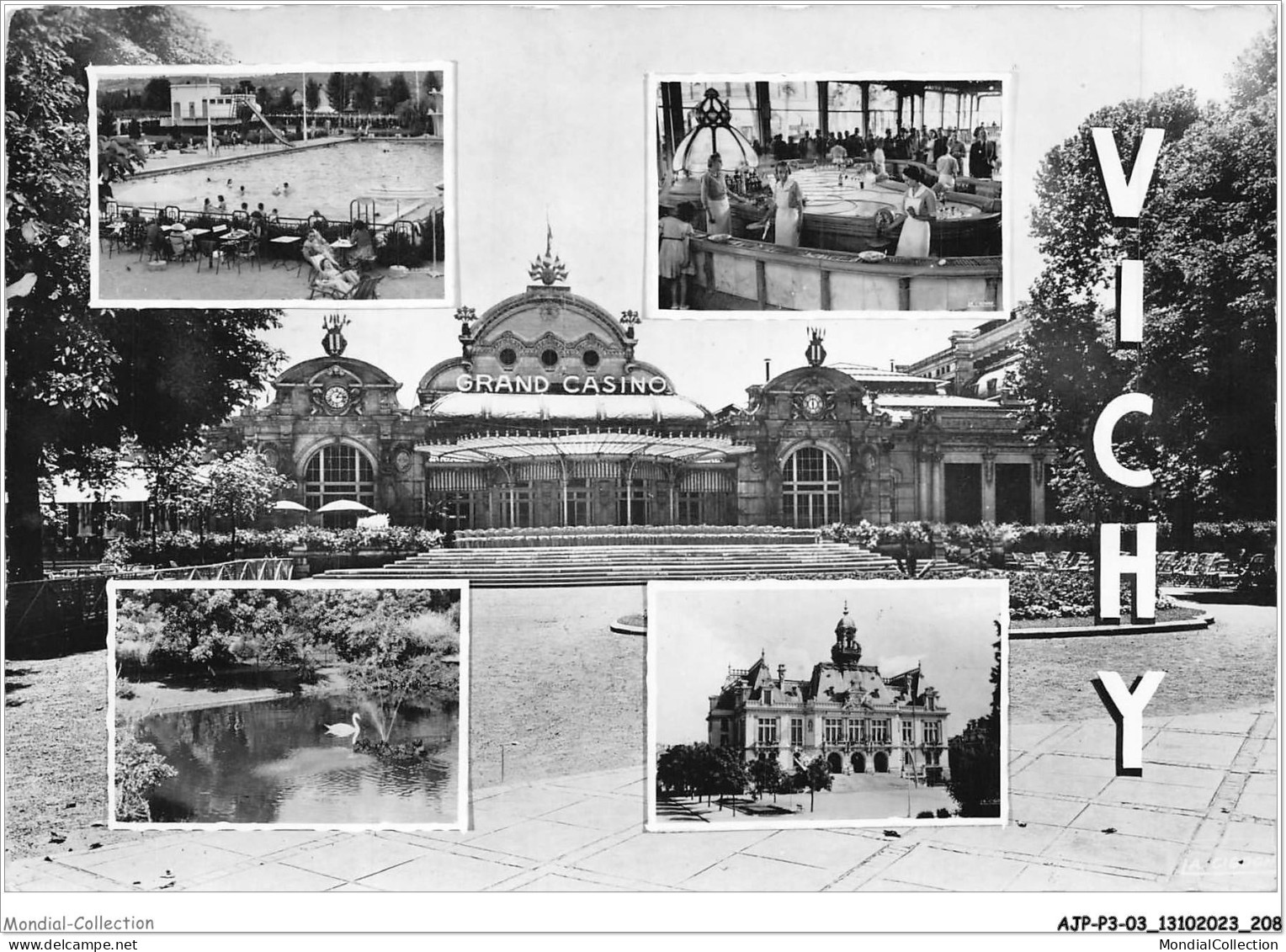 AJPP3-03-0396 - VICHY - Casino - Piscine De Bellerive - Source Chomel - Bassin Des Cygnes - Hotel De Ville - Vichy