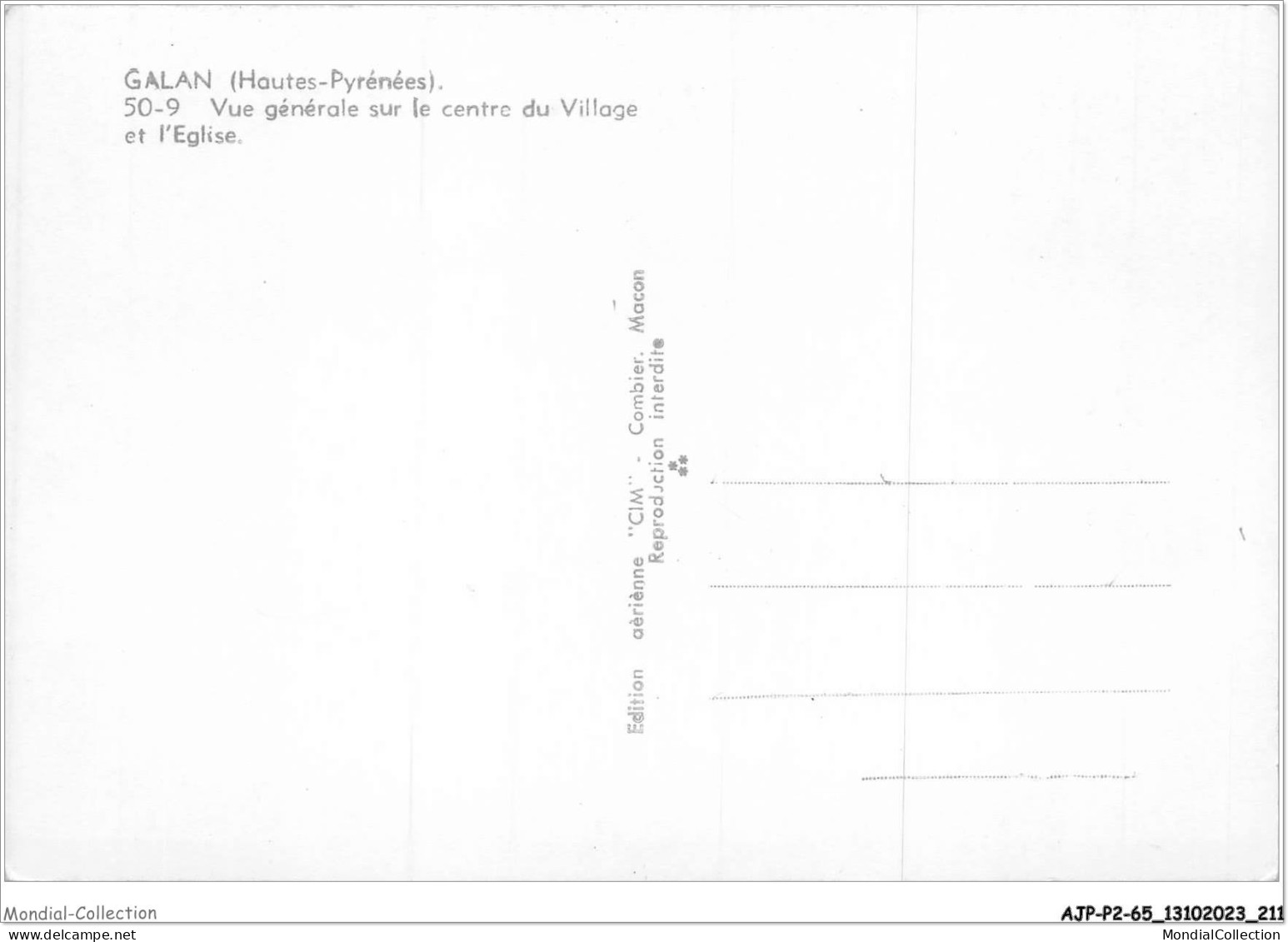 AJPP2-65-0260 - GALAN - Vue Generale Sur Le Centre Du Village Et L'eglise - Galan