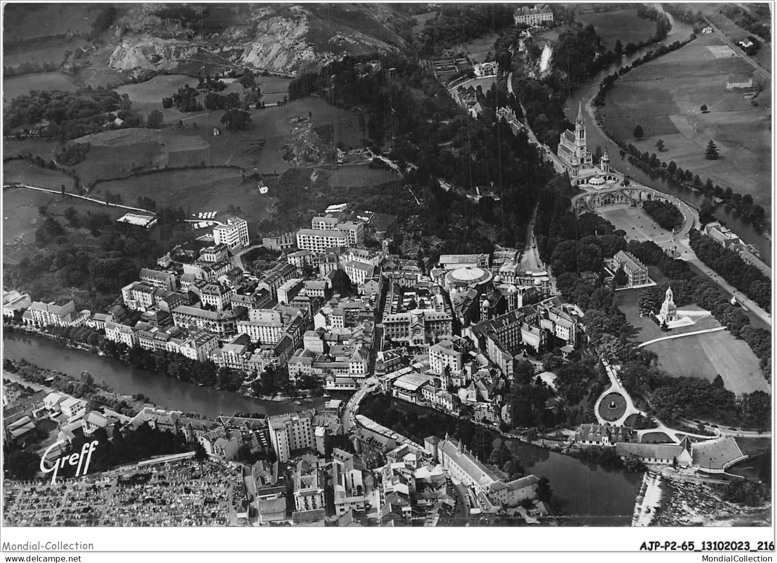 AJPP2-65-0263 - EN BIGORRE - LOURDES - Vue Aerienne - La Basilique Et Le Pont Sur La Gave - Lourdes