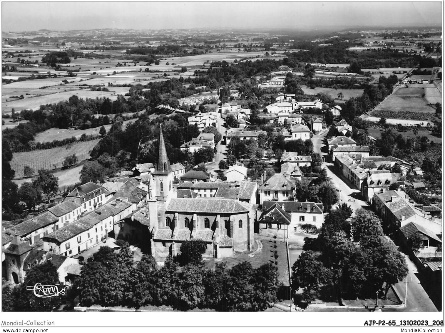 AJPP2-65-0259 - GALAN - Vue Generale Aerienne Sur L'eglise Et La Ville - Galan