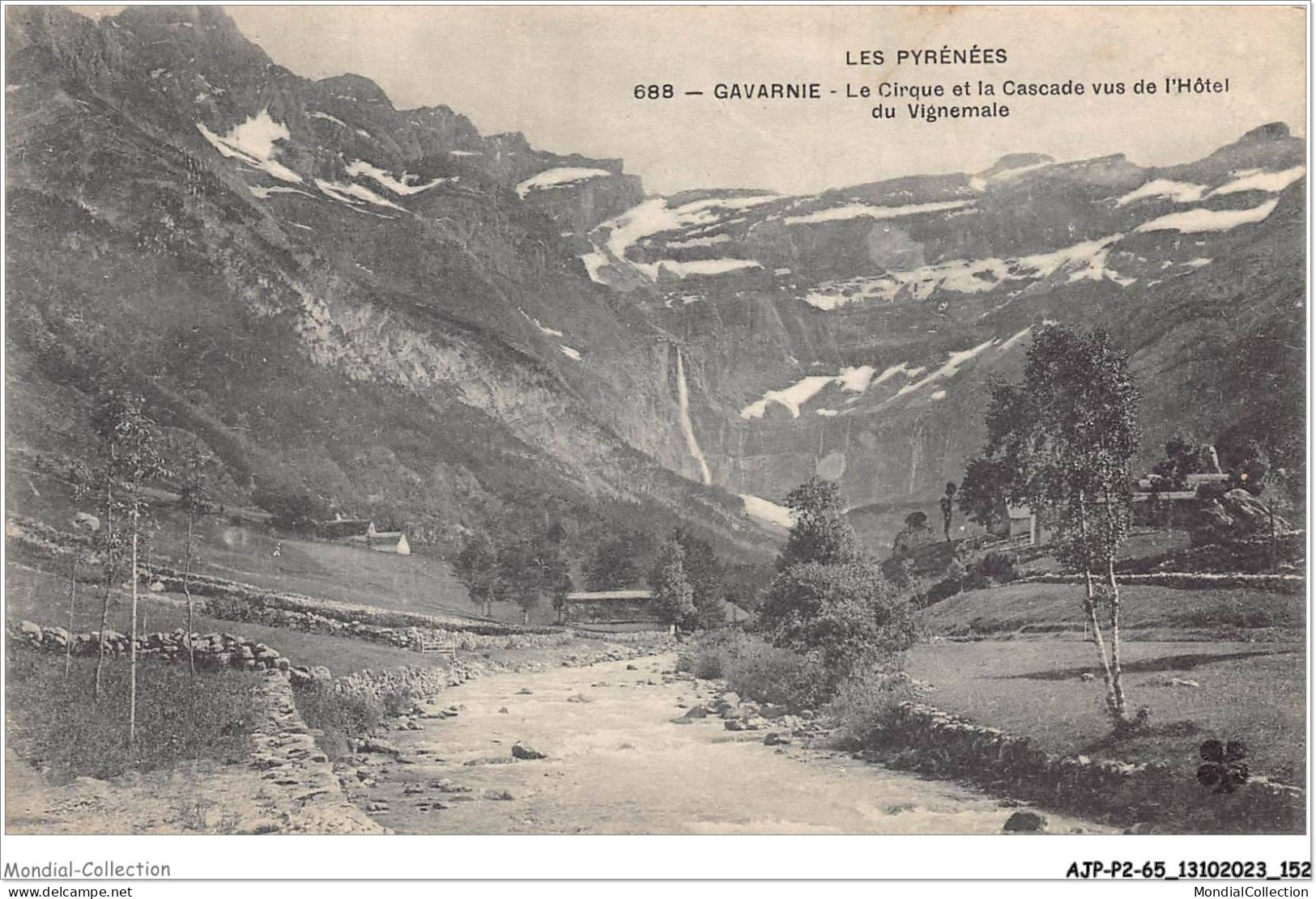 AJPP2-65-0231 - GAVARNIE - Le Cirque Et La Cascade Vus De L'hotel Du Vignemale - Gavarnie