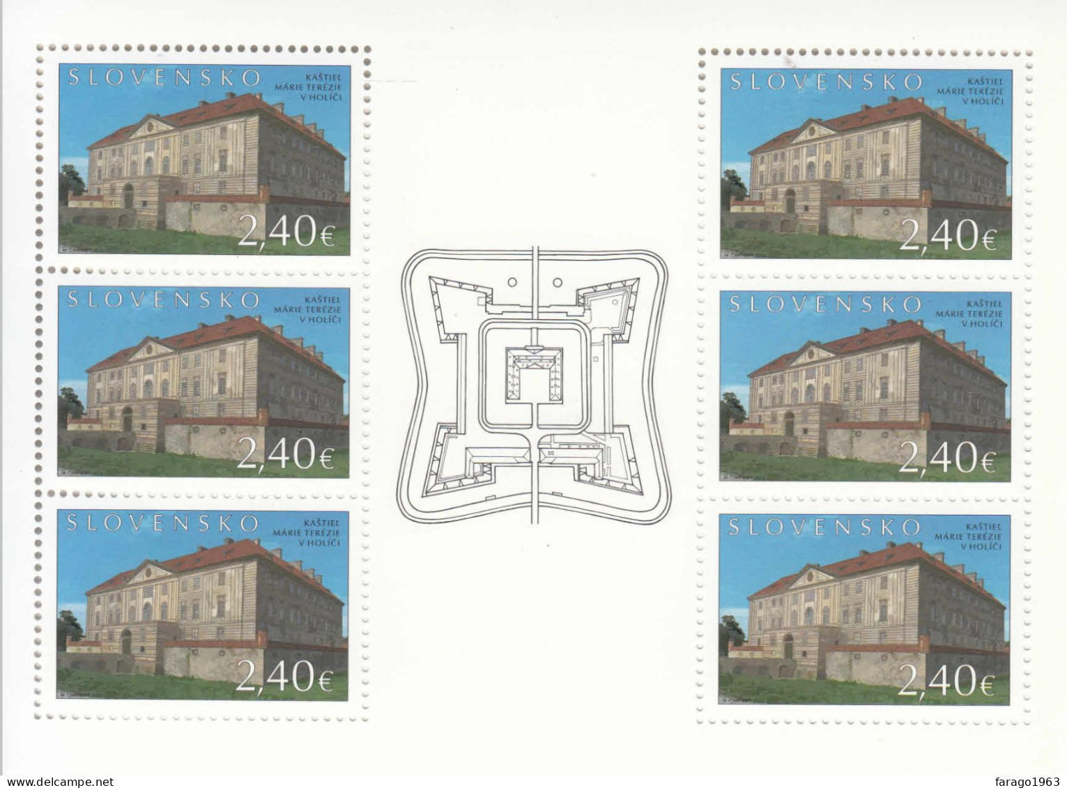 2022 Slovakia Architecture Marie Theresa @ Holic Miniature Sheet Of 6 MNH @ BELOW FACE VALUE - Neufs