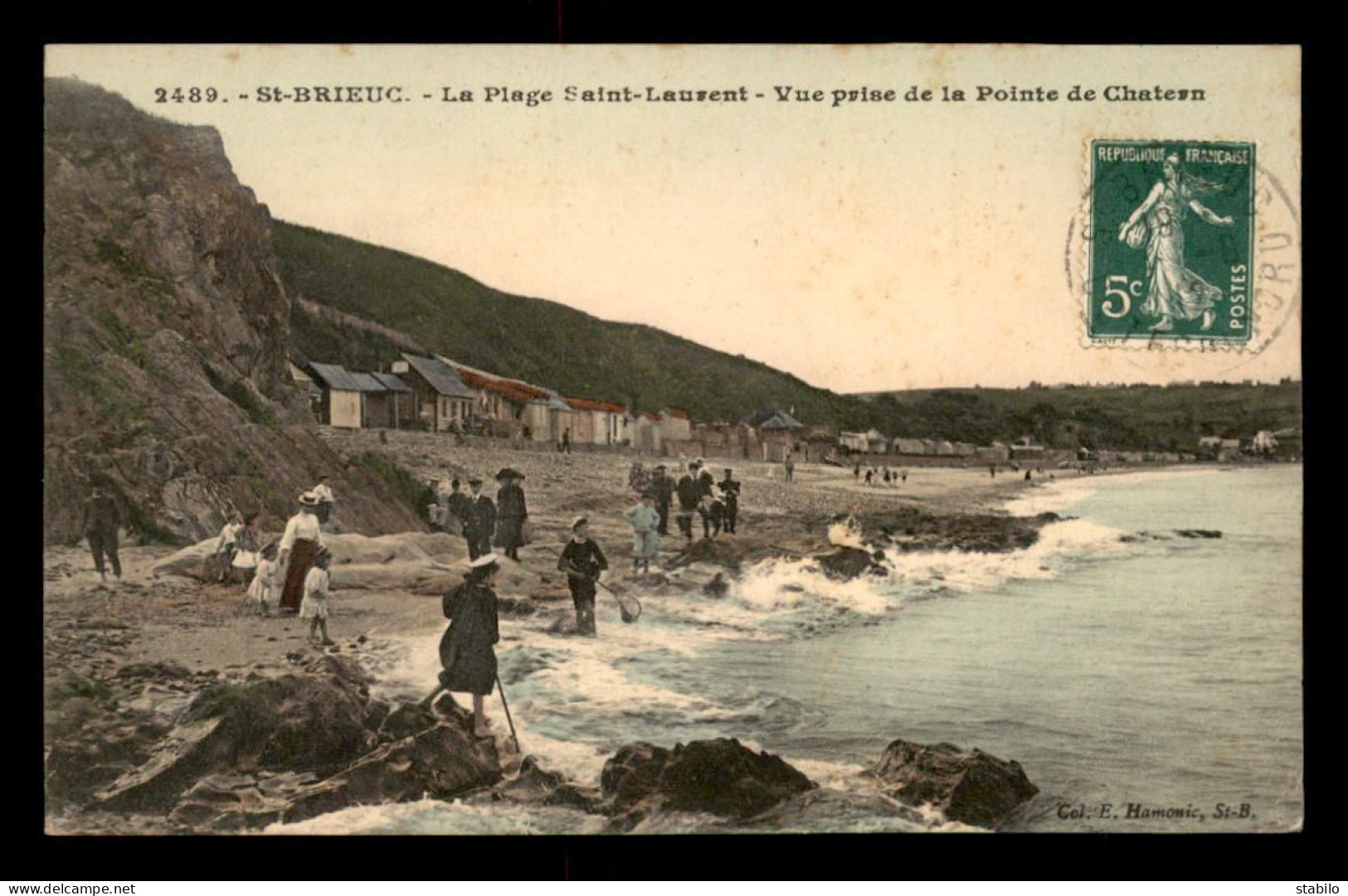 22 - ST-BRIEUC - PLAGE ST-LAURENT - CARTE COLORISEE - Saint-Brieuc