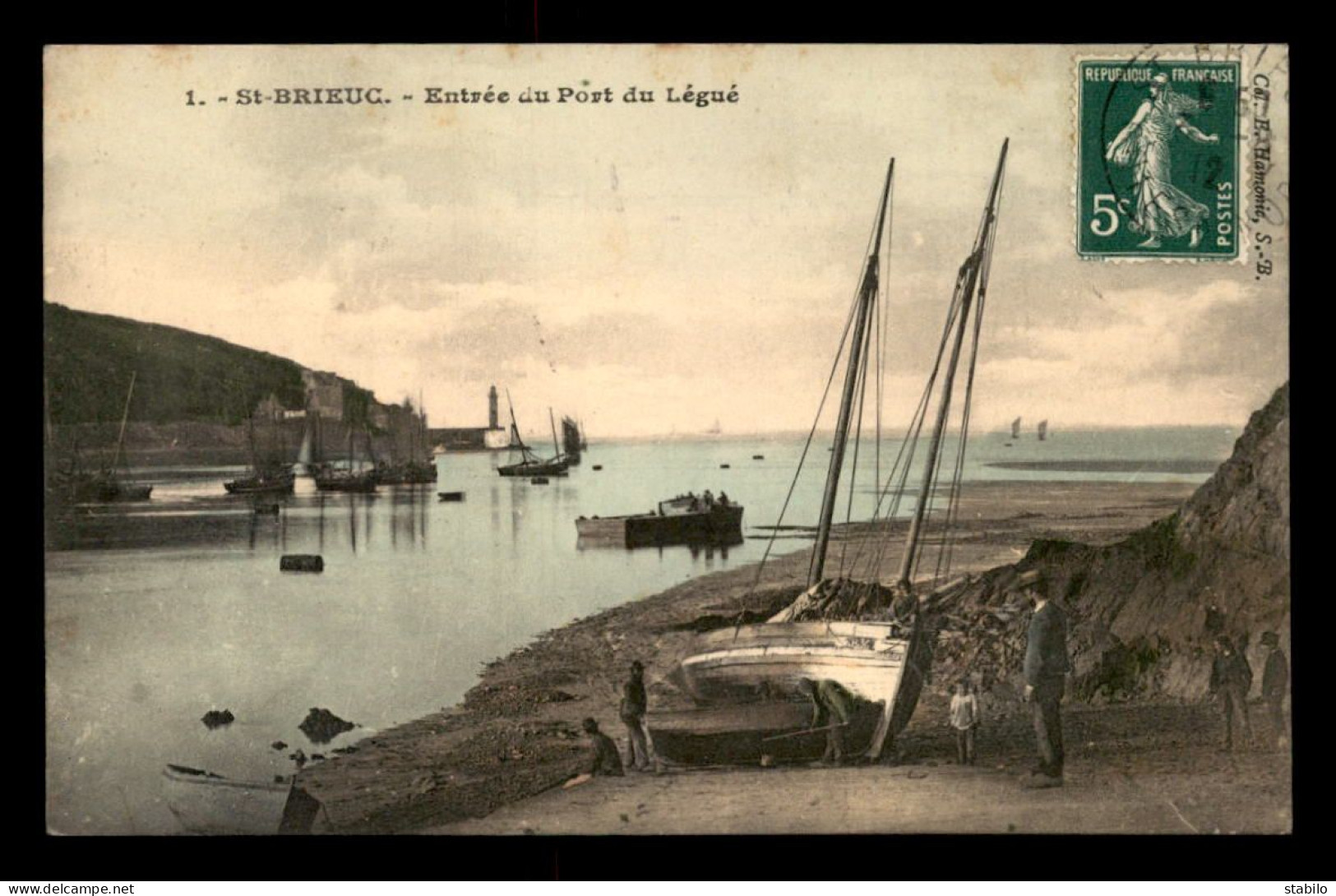 22 - ST-BRIEUC - ENTREE DU PORT DU LEGUE - CARTE COLORISEE - Saint-Brieuc