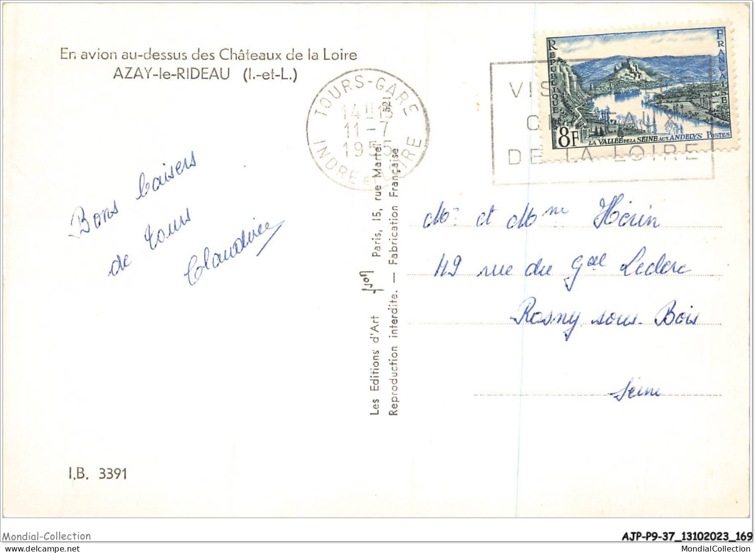 AJPP9-37-0981 - En Avion Au-dessus Des Chateaux De La Loire - AZAY-LE-RIDEAU - Azay-le-Rideau