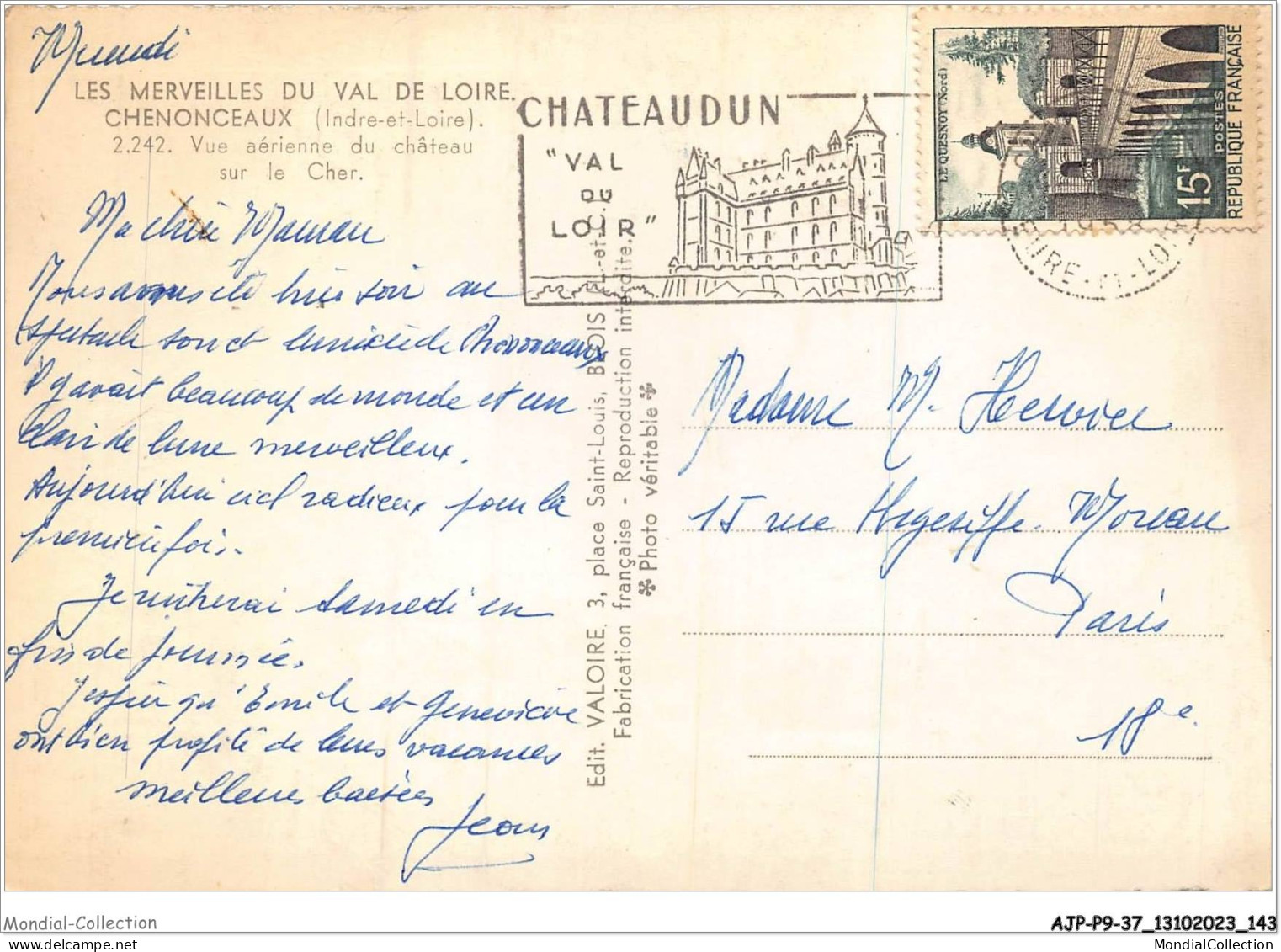 AJPP9-37-0968 - CHENONCEAUX - Vue Aerienne Du Chateau Sur Le Cher - Chenonceaux