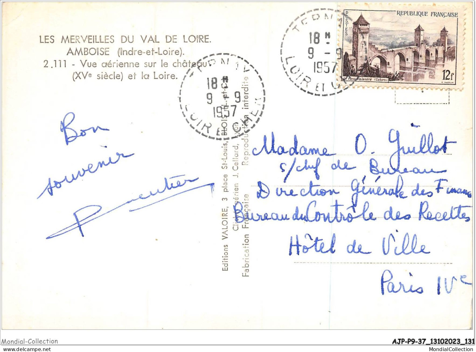 AJPP9-37-0962 - AMBOISE - Vue Aerienne Sur Le Chateau Et La Loire - Amboise
