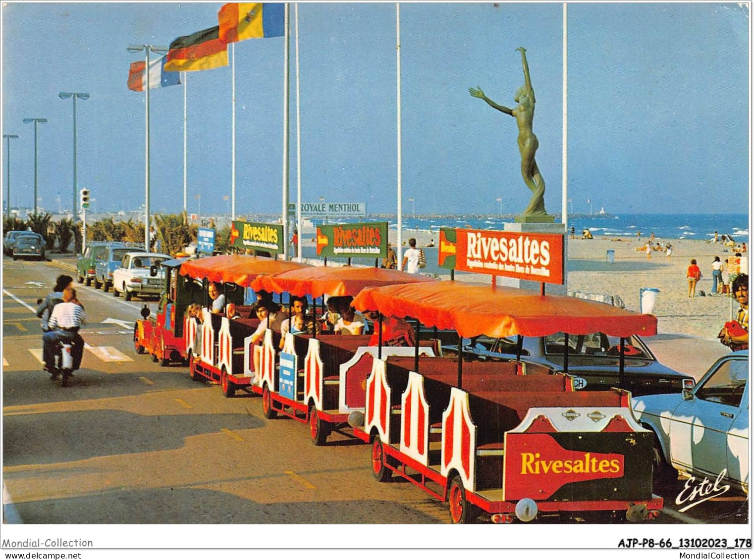 AJPP8-66-0894 - CANET-PLAGE - Le Petit Train Sur La Promenade De La Cote Vermeille - Devant La Plage Et La Mer - Canet Plage