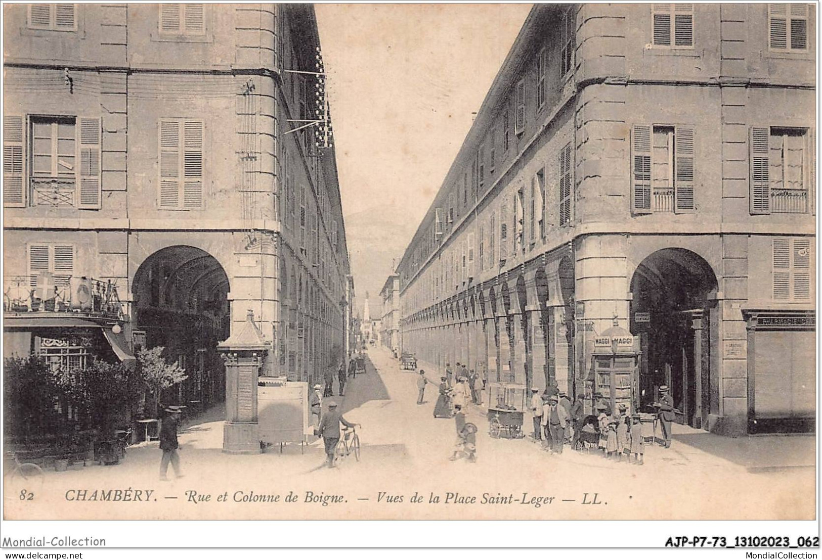 AJPP7-73-0736 - CHAMBERY - Rue Et Colonne De Boigne - Vues De La Place SAINT-LEGER - Chambery