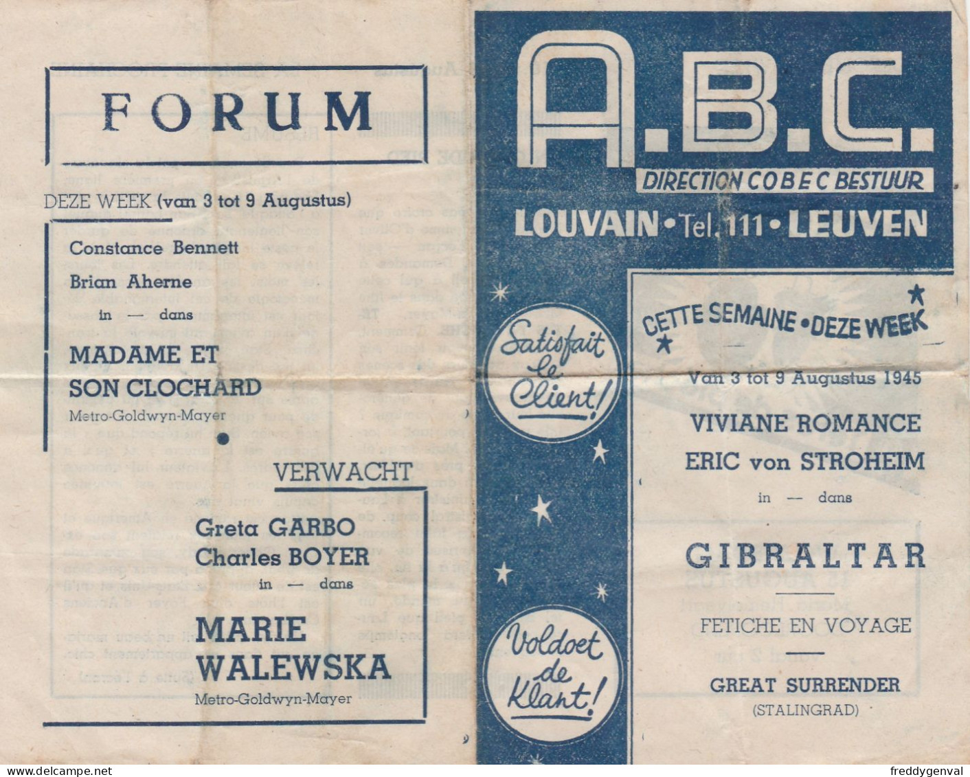 LEUVEN  CINEMA  ABC  PROGRAMME  GIBRALTAR - Programmi