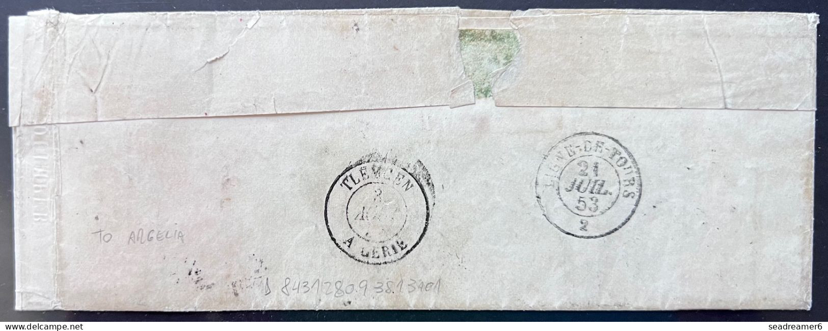 Lettre Presidence Paire N°9 10c Bistre Marges énormes Obl PC 2611+ Dateur T15 QUIMPER Pour TLEMCEN ALGÉRIE Signé CALVES - 1852 Louis-Napoleon