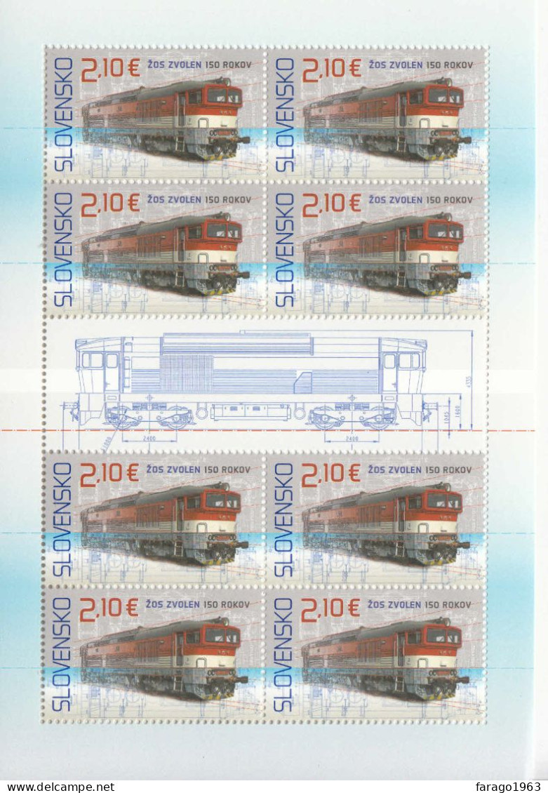 2022 Slovakia Zvolen Locomotives Trains Miniature Sheet Of 8 MNH @ BELOW FACE VALUE - Unused Stamps