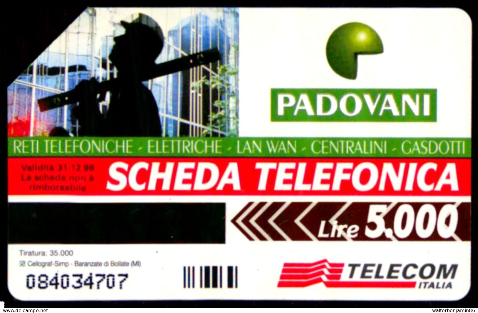 G PRP 342 C&C 3431 SCHEDA TELEFONICA USATA PADOVANI - Public Special Or Commemorative