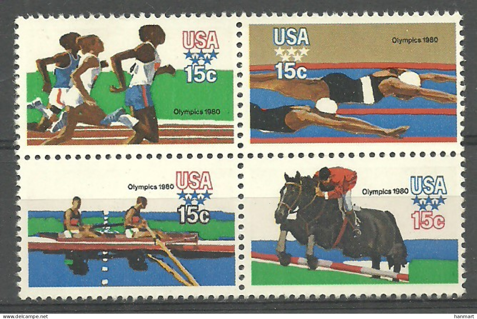 United States Of America 1980 Mi 1398-1401 MNH  (ZS1 USAvie1398-1401a) - Horses