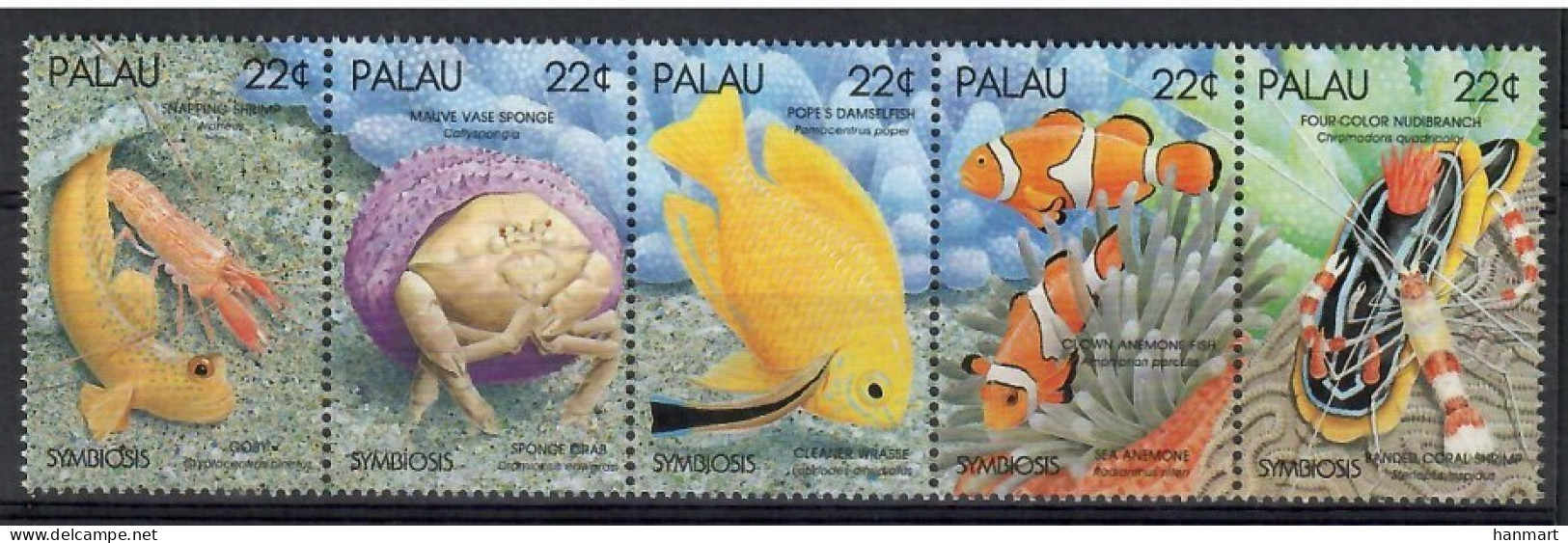 Palau 1987 Mi 216-220 MNH  (ZS7 PALfun216-220) - Crustaceans