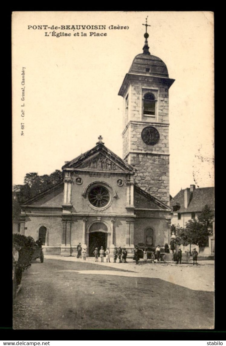 38 - PONT-DE-BEAUVOISIN - L'EGLISE ET LA PLACE - Sonstige & Ohne Zuordnung