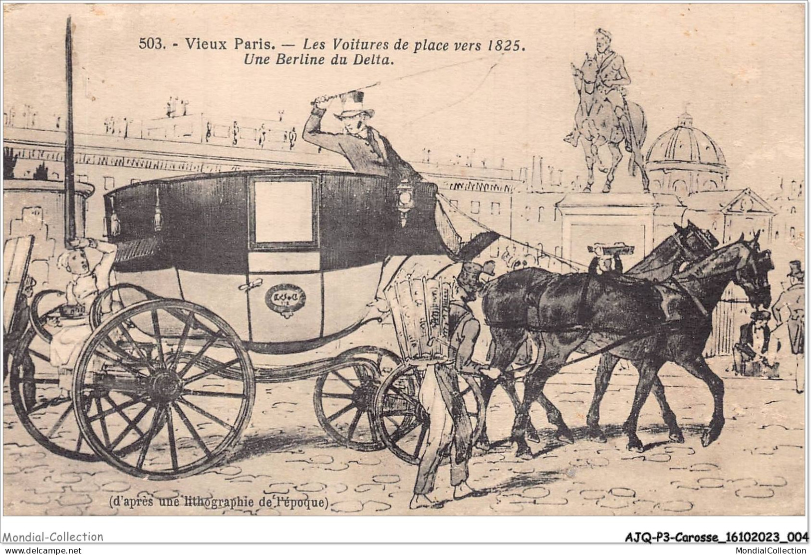 AJQP3-0273 - CAROSSE - PARIS - LES VOITURES DE PLACES VERS 1825  - Autres & Non Classés