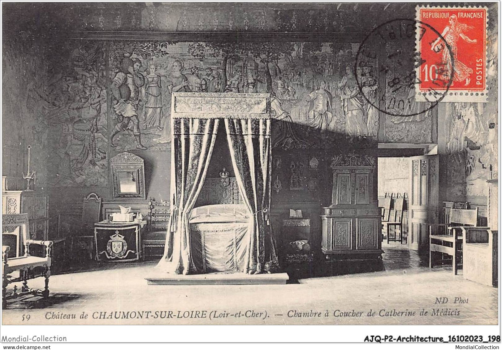 AJQP2-0240 - ARCHITECTURE - CHÂTEAU DE CHAUMONT-SUR-LOIRE - CHAMBRE A COUCHER DE CATHERINE DE MEDICIS  - Châteaux