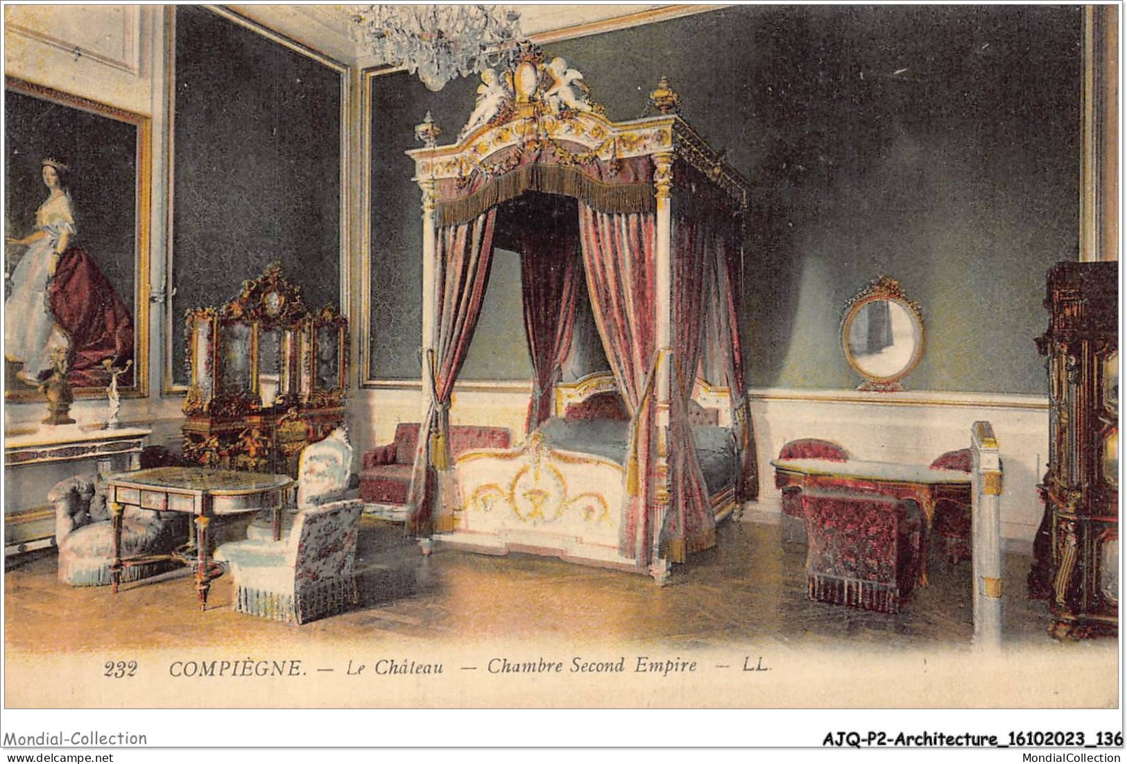 AJQP2-0209 - ARCHITECTURE - COMPIEGNE - LE CHATEAU - CHAMBRE SECOND EMPIRE  - Kastelen