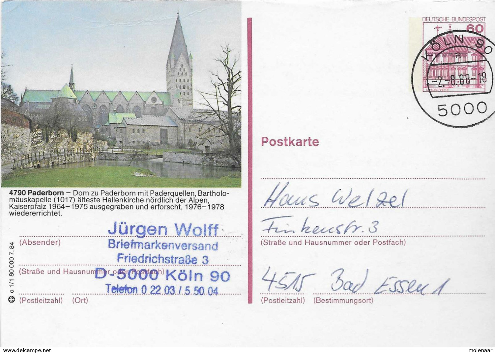 Postzegels > Europa > Duitsland > West-Duitsland > Privé Postkaarten - Gebruikt 4790 Paderborn (17405) - Postales Privados - Usados