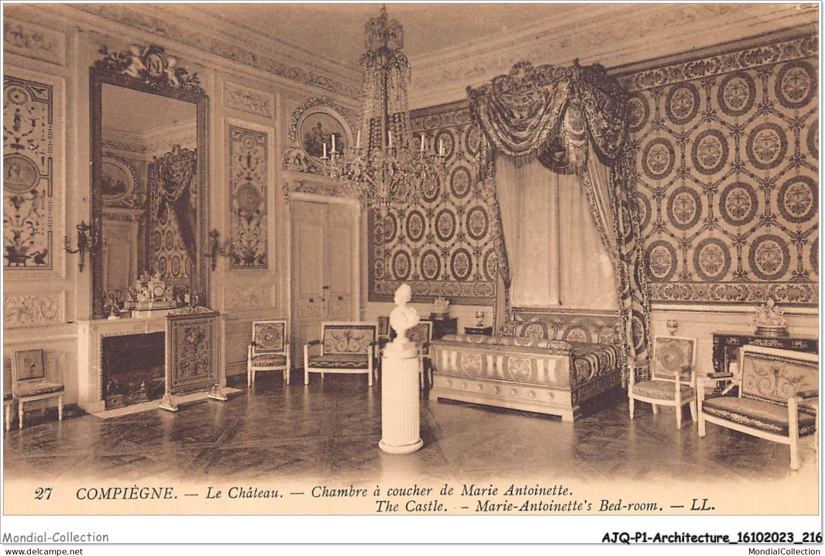 AJQP1-0109 - ARCHITECTURE - COMPIEGNE - LE CHATEAU - CHAMBRE A COUCHER DE MARIE-ANTOINETTE  - Castles