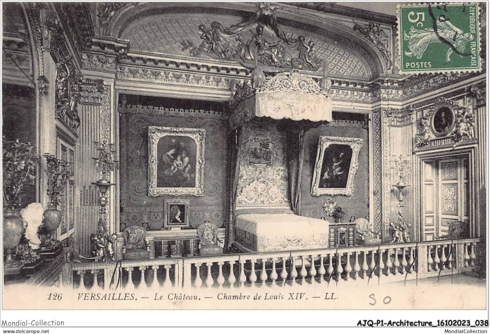 AJQP1-0020 - ARCHITECTURE - VERSAILLES - LE CHATEAU - CHAMBRE DE LOUIS XIV  - Châteaux