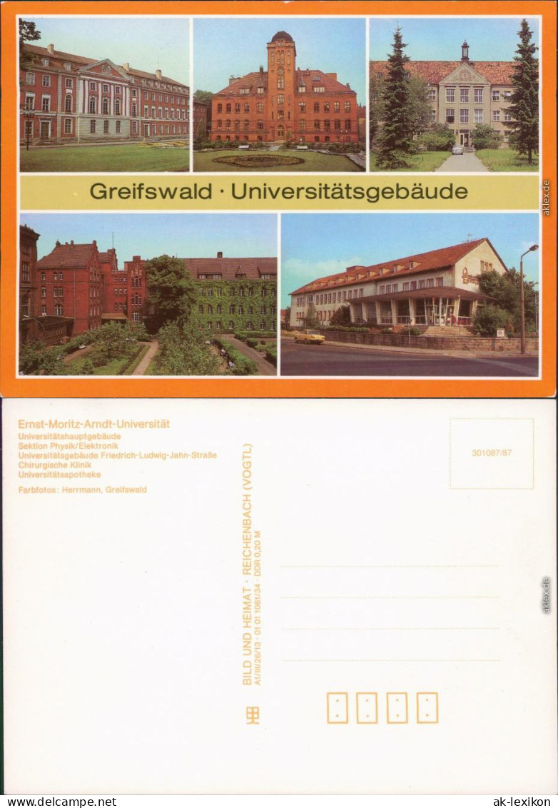 Ansichtskarte Greifswald Ernst-Moritz-Arndt-Universität 1987 - Greifswald