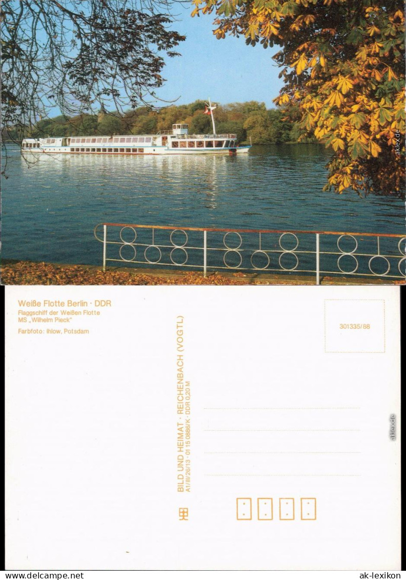 Ansichtskarte Berlin Flaggschiff Der Weißen Flotte - MS "Wilhelm Pieck" 1988 - Andere & Zonder Classificatie