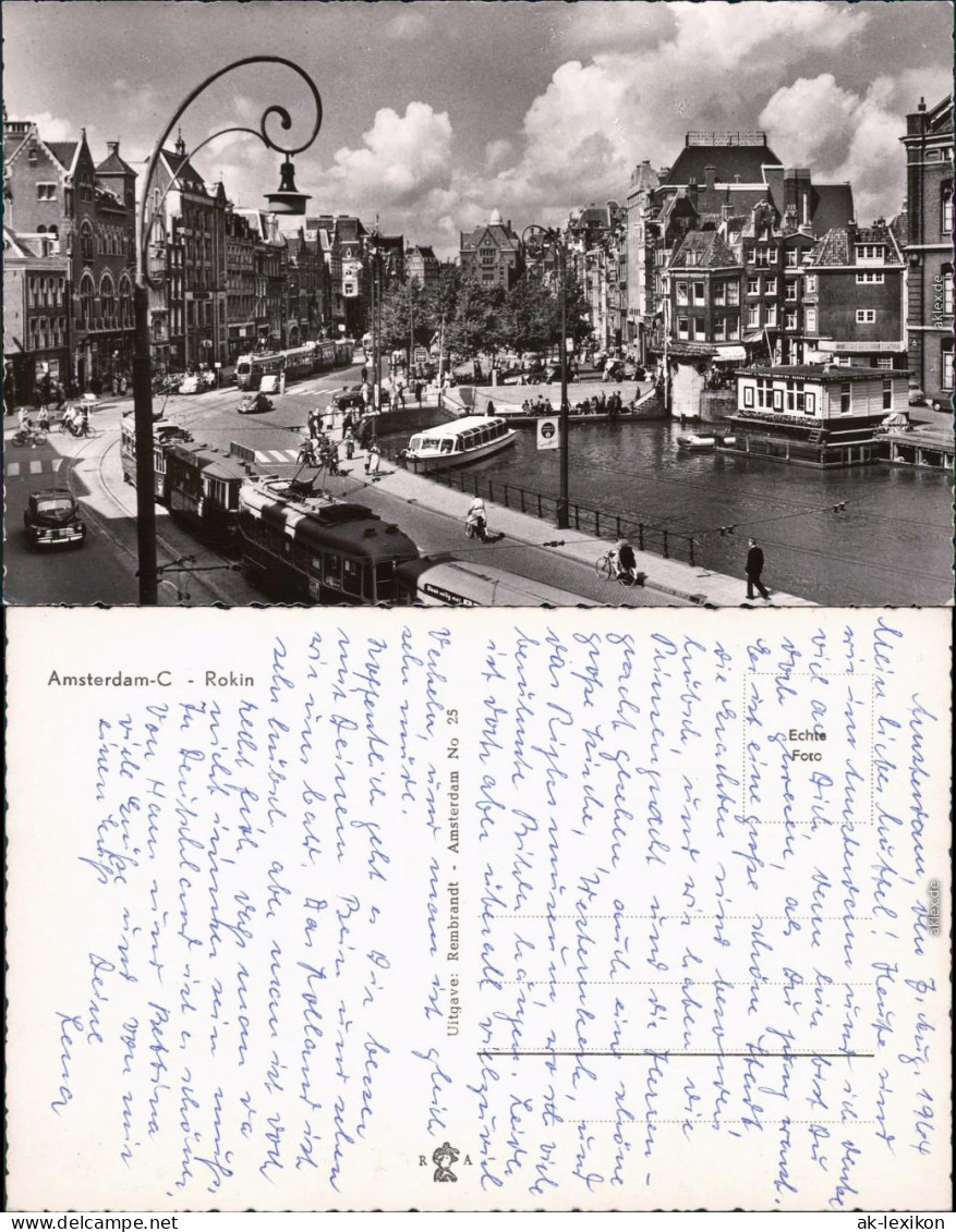 Rokin Amsterdam Amsterdam Blick Auf Straßenbahn Und Kanal 1964 - Sonstige & Ohne Zuordnung