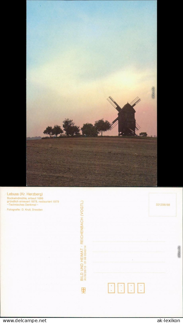 Lebusa Bockwindmühle Ansichtskarte Bild Heimat 1988 - Autres & Non Classés