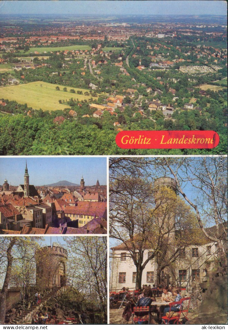 Görlitz Zgorzelec Panorama-Ansichten Und Landeskrone Mit HOG Burghof G1987 - Goerlitz