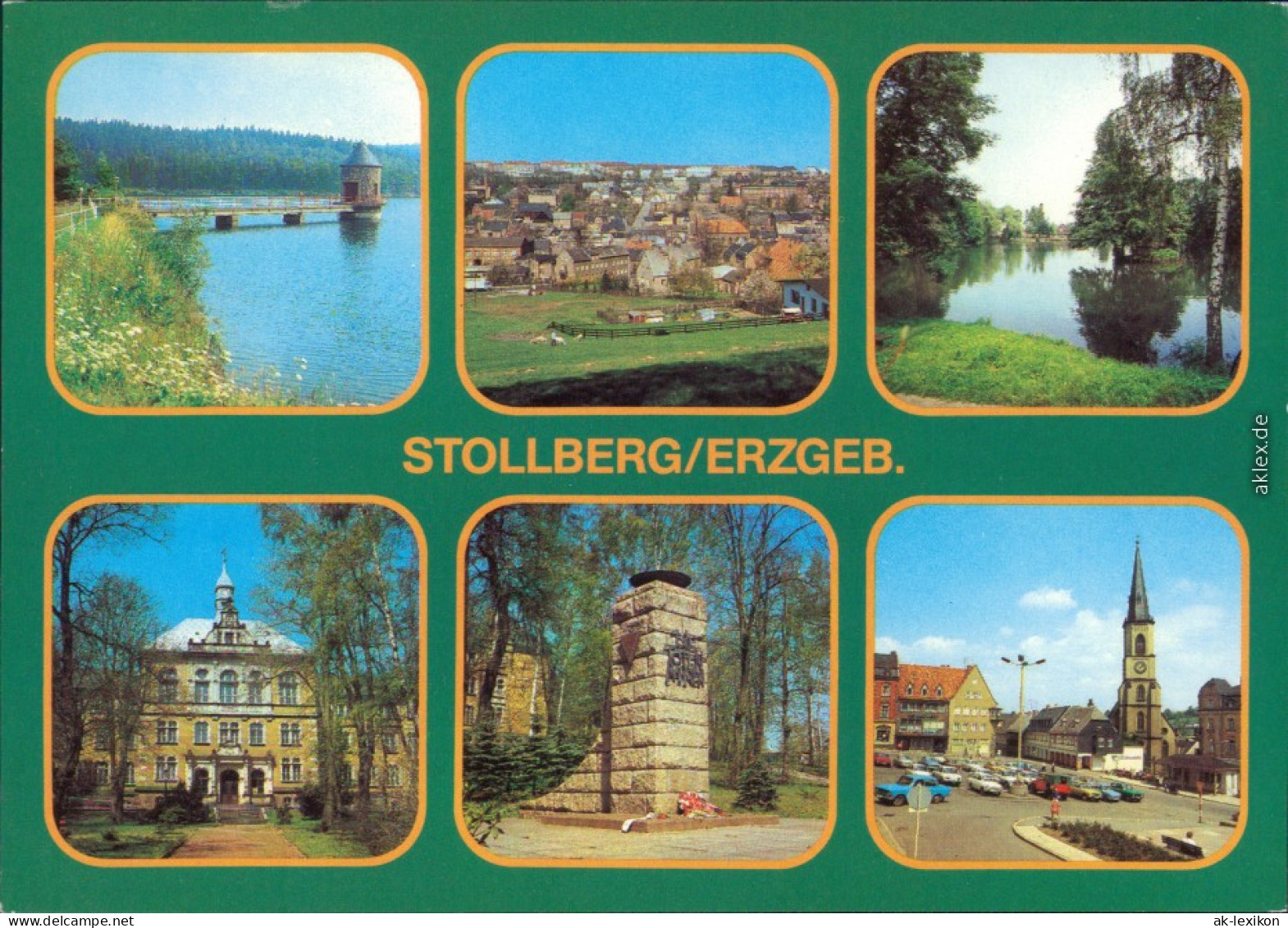 Stollberg (Erzgebirge)    Oberschule "Hans Beimler", VdN-Ehrenmal, Markt 1982 - Stollberg (Erzgeb.)