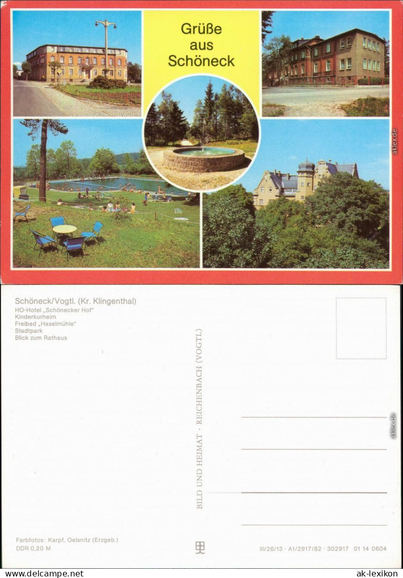 Schöneck (Vogtland) HO-Hotel "Schönecker Hof", Freibad "Haselmühle",  1982 - Otros & Sin Clasificación