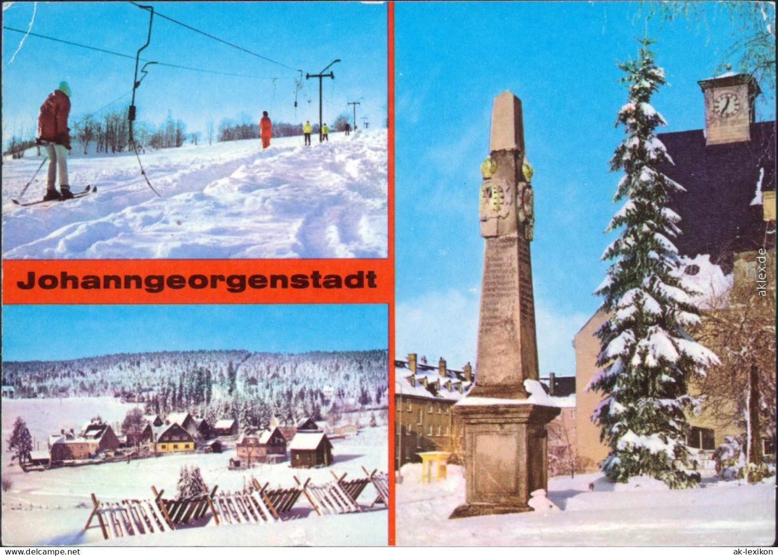 Johanngeorgenstadt Skilift, Ortsteil Steinbach, Postmeilensäule 1977 - Johanngeorgenstadt