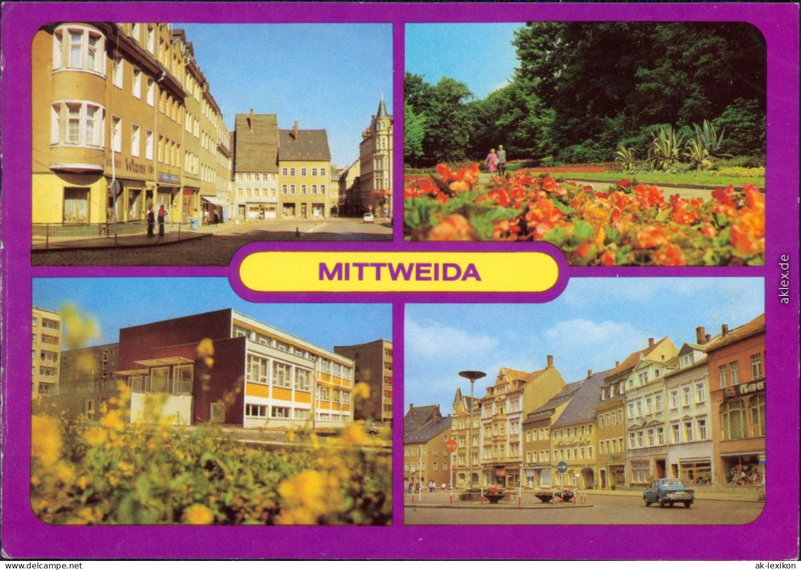 Mittweida Markt, Schwanenteich, Poliklinik Ansichtskarte   1981 - Mittweida