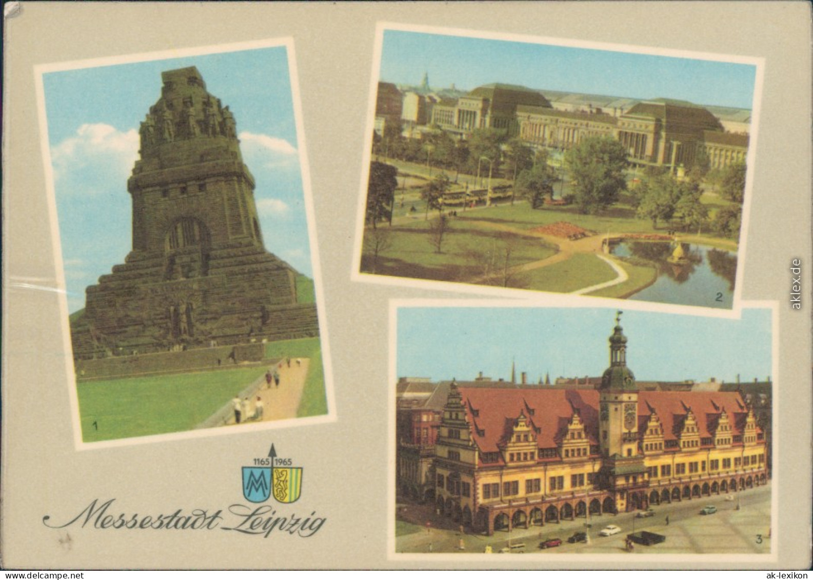 Leipzig 1 Völkerschlachtdenkmal, 2 Hauptbahnhof, 3 Altes Rathaus 1964 - Leipzig
