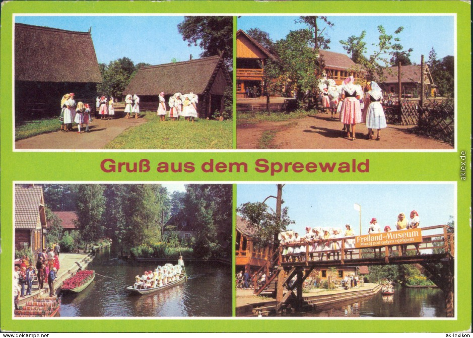 Lübbenau (Spreewald) Lubnjow Wendische-Trachten (Spreewald) Vor Hütten    1985 - Luebbenau