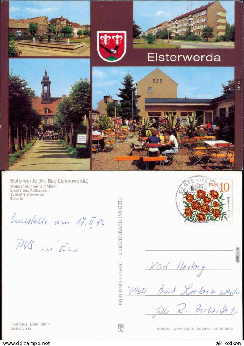Elsterwerda Wikow Elsterbrunnen, Markt, Blumenstraße, Oberschule, Café 1981 - Elsterwerda