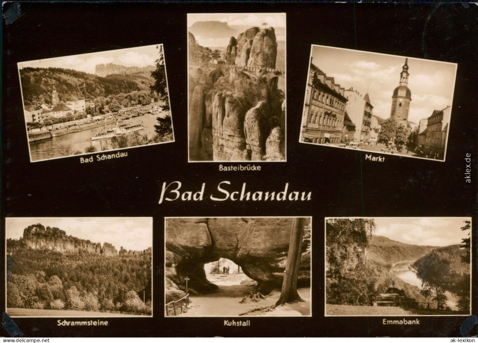 Bad Schandau Basteibrücke, Markt, Schrammstein, Kuhstall, Emmabank 1960 - Bad Schandau