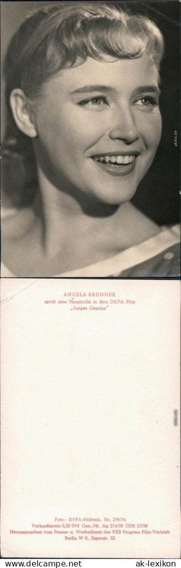 Schauspieler: Angela Brunner Ansichtskarte DDR  DEFA 1956 - Acteurs