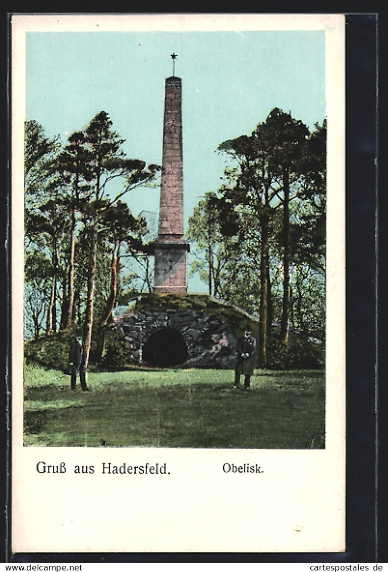 AK Hadersfeld, Obelisk Mit Besuchern  - Autres & Non Classés