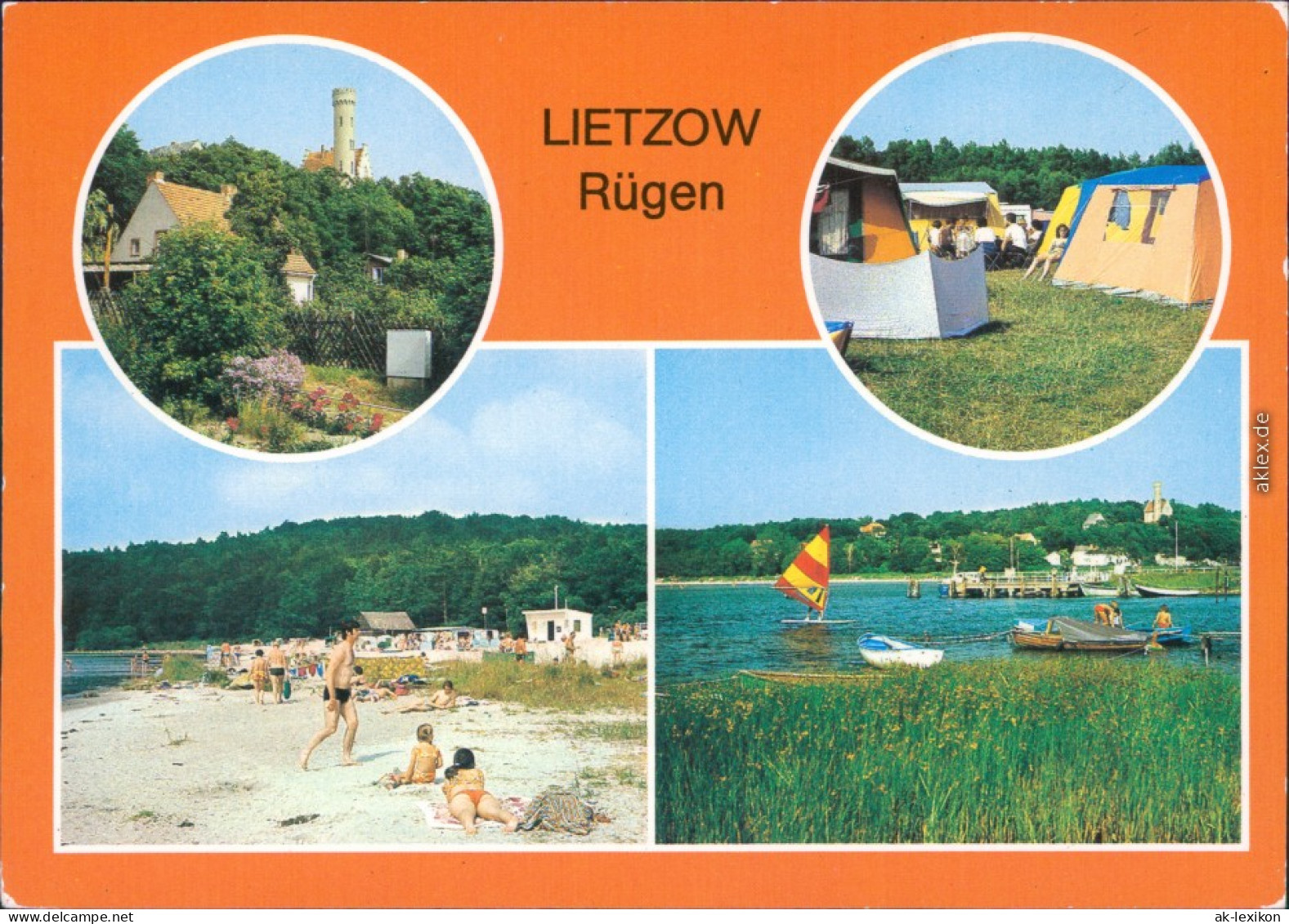 Lietzow (Rügen) Teilansicht, Zeltplatz, Strand Am Bodden, Anlegestelle 1984 - Autres & Non Classés
