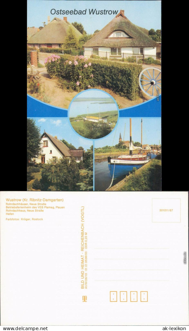 Wustrow (Mecklenburgische Seenplatte) Rohrdachhäuser, Neue Straße,  Hafen 1987 - Autres & Non Classés