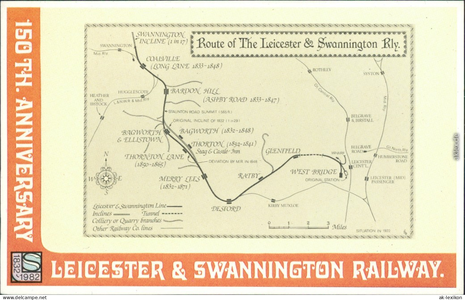 Leicester &amp; SWannington Railway - 100 Jahre Ansichtskarte  1982 - Treni